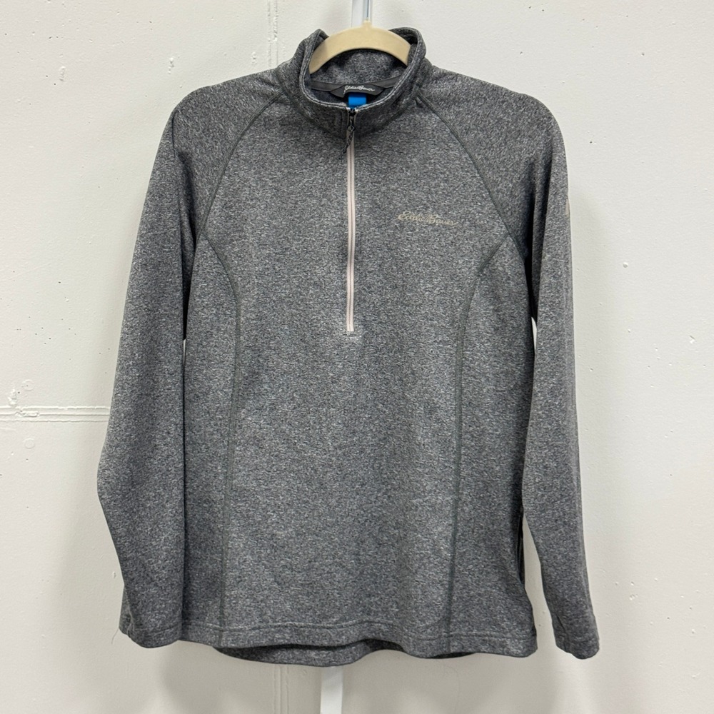 Eddie Bauer First Ascent Quarter Zip Pullover Gray Heathered Women's TL‎ Tall